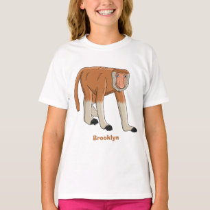 Funny proboscis aap cartoon afbeelding t-shirt