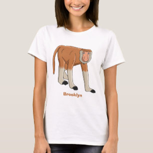 Funny proboscis aap cartoon afbeelding t-shirt
