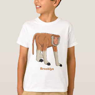 Funny proboscis aap cartoon afbeelding t-shirt