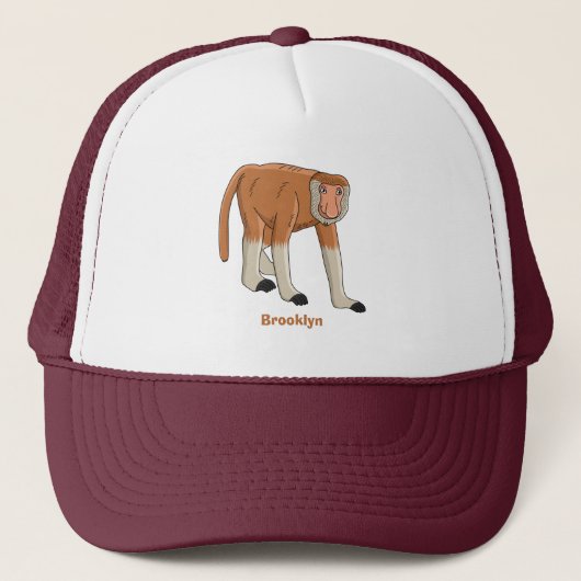 Funny proboscis aap cartoon afbeelding trucker pet (Voorkant)