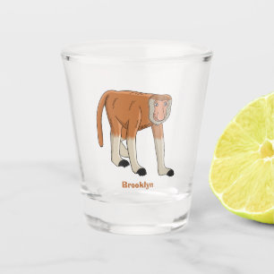 Funny proboscis aap cartoon illustratie shot glas
