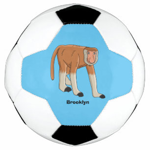 Funny proboscis aap cartoon illustratie voetbal