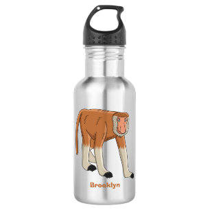 Funny proboscis aap cartoon illustratie waterfles 