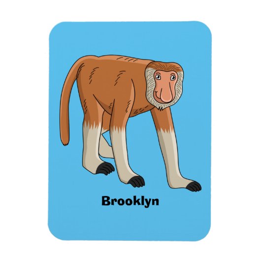 Funny proboscis monkey cartoon illustration magneet (Verticaal)