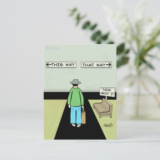 Funny Procrastination Cartoon Briefkaart (Staand voorkant)