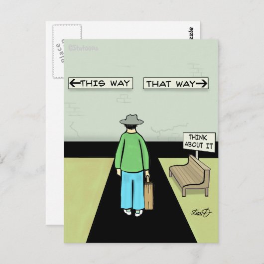 Funny Procrastination Cartoon Briefkaart (Voorkant / Achterkant)