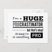 Funny Procrastinator Quote Briefkaart (Voorkant / Achterkant)