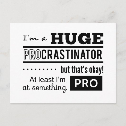 Funny Procrastinator Quote Briefkaart (Voorkant)