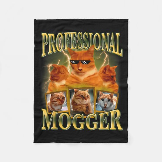 Funny Professional Mogger Cat Meme Mewing Looksmax Fleece Deken (Voorkant)