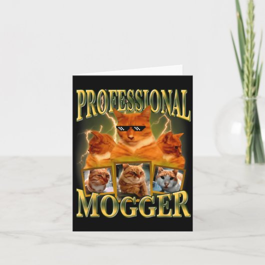 Funny Professional Mogger Cat Meme Mewing Looksmax Kaart (Voorkant)