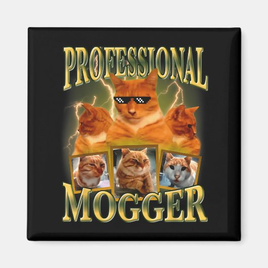 Funny Professional Mogger Cat Meme Mewing Looksmax Magneet (Voorkant)