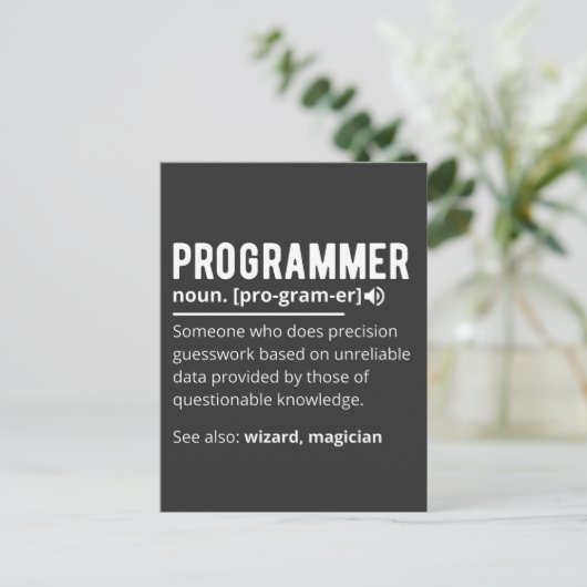Funny Programmer Code Developer Betekenis Definiti Briefkaart (Staand voorkant)