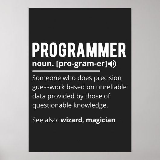 Funny Programmer Code Developer Betekenis Definiti Poster (Voorkant)