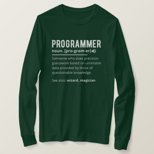 Funny Programmer Code Developer Betekenis Definiti T-shirt (Design voorkant)
