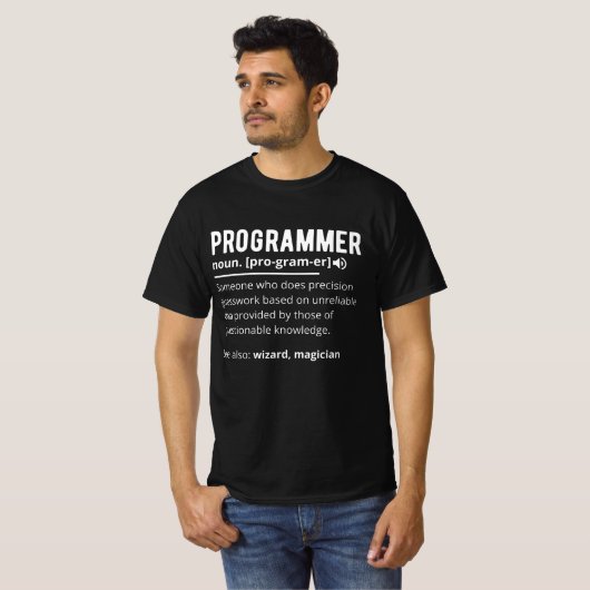Funny Programmer Code Developer Betekenis Definiti T-shirt (Voorkant volledig)
