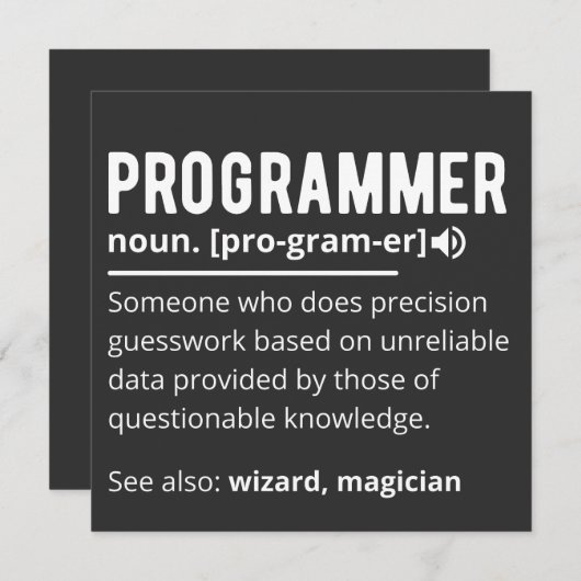 Funny Programmer Code Developer Meaning Definition Kaart (Voorkant / Achterkant)