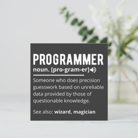 Funny Programmer Code Developer Meaning Definition Kaart (Staand voorkant)