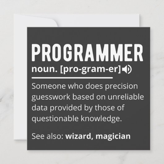 Funny Programmer Code Developer Meaning Definition Kaart (Voorkant)