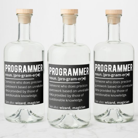 Funny Programmer Code Developer Meaning Definition Likeurfles Etiket (Flessen)