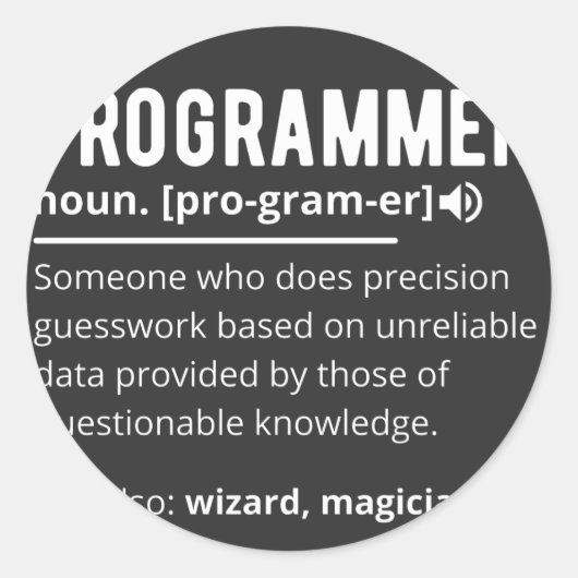 Funny Programmer Code Developer Meaning Definition Ronde Sticker (Voorkant)