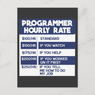 Funny Programmer Hourly Rate Computer IT Coder Briefkaart