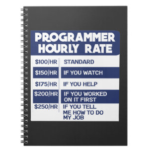 Funny Programmer Hourly Rate Computer IT Coder Notitieboek