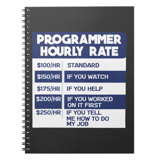 Funny Programmer Hourly Rate Computer IT Coder Notitieboek (Voorkant)