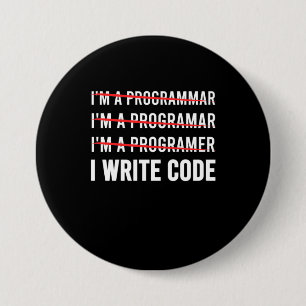Funny Programmer I Wite Code Ronde Button 7,6 Cm