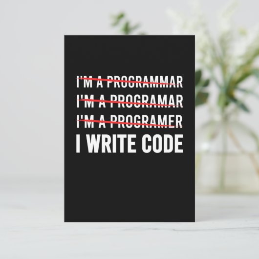 Funny Programmer I Wite Code RSVP Kaartje (Staand voorkant)