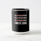 Funny Programmer I Wite Code Tweekleurige Koffiemok (Center)