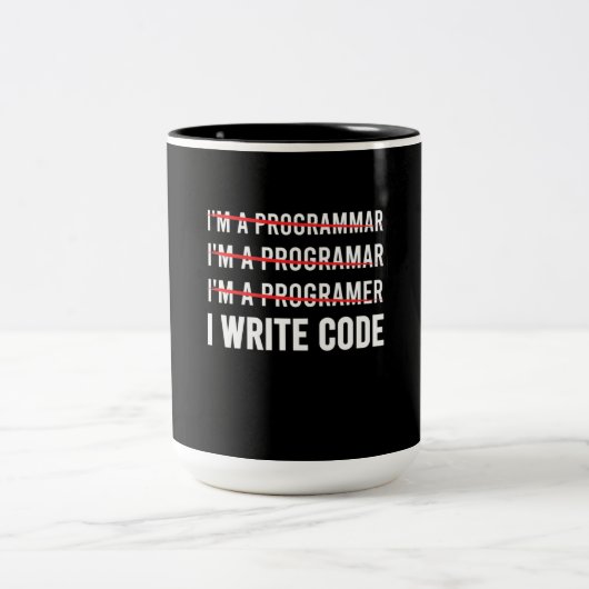 Funny Programmer I Wite Code Tweekleurige Koffiemok (Center)