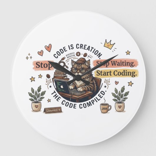 Funny Programmer Kat Hoodie | Eten Slapen Code Her Grote Klok (Voorkant)