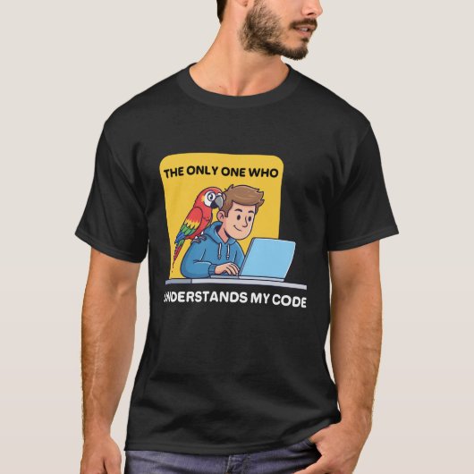 Funny Programmer Parrot Understands My Codث T-shirt (Voorkant)