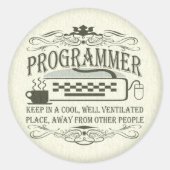 Funny Programmer Ronde Sticker (Voorkant)