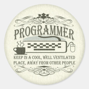 Funny Programmer Ronde Sticker