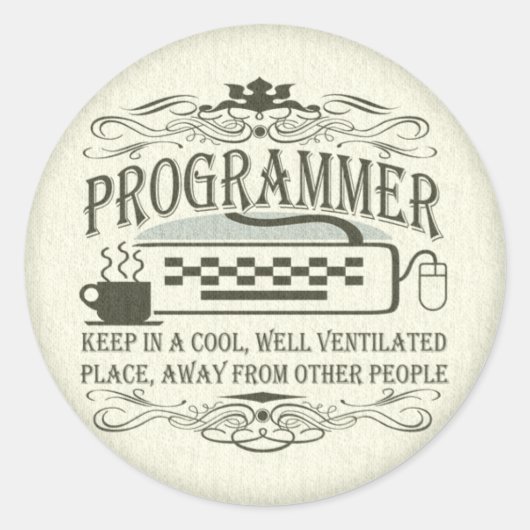 Funny Programmer Ronde Sticker (Voorkant)