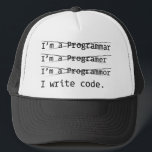 Funny Programmer Trucker Pet<br><div class="desc">Unieke design op Custom Vendetta Skulls,  luchtvaart,  muziek,  grappig,  sport,  stam en nog veel meer!</div>