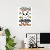 Funny Programming Cat Meme - "I Are Programing" Poster (Thuiskantoor)