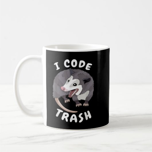 Funny Programming Meme I code Trash Opossum Geek P Koffiemok (Links)