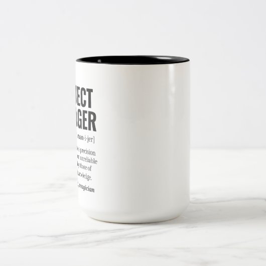 Funny Project Manager Dictionary Definition, Humor Tweekleurige Koffiemok (Center)