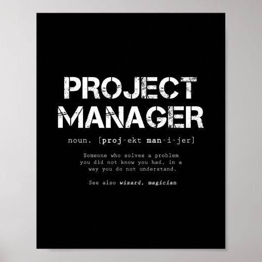 Funny Project Manager Dictionary Definition Poster (Voorkant)