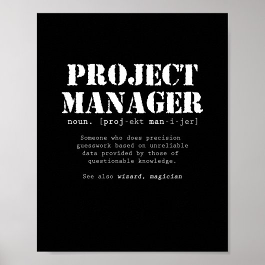 Funny Project Manager Dictionary Definition Poster (Voorkant)