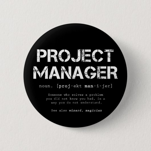 Funny Project Manager Dictionary Definition Ronde Button 5,7 Cm (Voorkant)