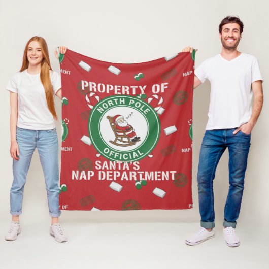 Funny Property of Santa's Nap Department Christmas Fleece Deken (In situ)