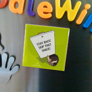 Funny Protestor met Placard Cartoon Hedégel Magneet