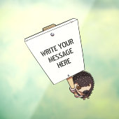 Funny Protestor met Placard Cartoon Hedégel Raamsticker (Vel 3)