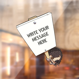 Funny Protestor met Placard Cartoon Hedégel Raamsticker