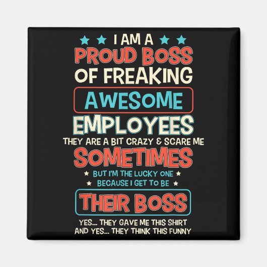 Funny Proud Boss Employee Appreciation Office Men Magneet (Voorkant)