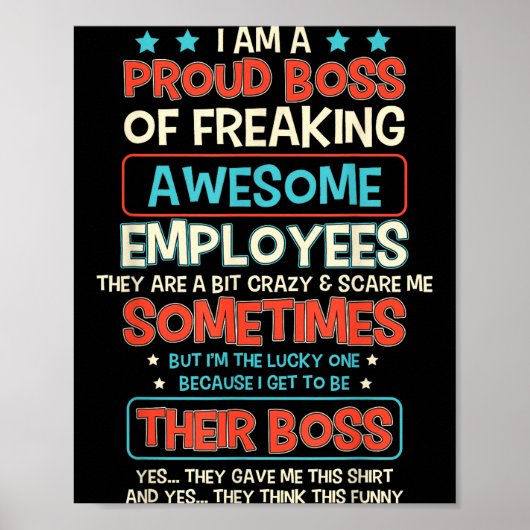 Funny Proud Boss Employee Appreciation Office Men  Poster (Voorkant)