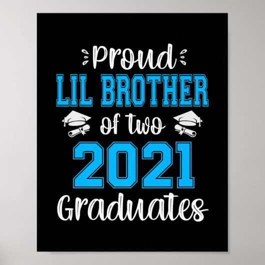 Funny Proud Lil Brother van 2021 afgestudeerden Poster (Voorkant)